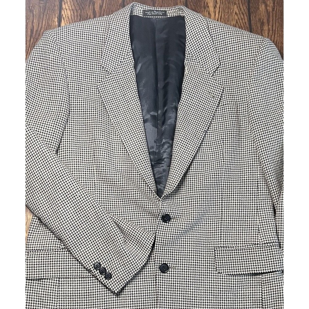 Gianfranco Ruffini Mens 44R Silk Houndstooth Sport Coat Blazer Jacket